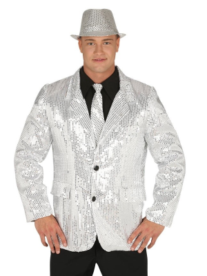 Chaqueta Lentejuelas Plata - Disfraces Navideños para Hombres