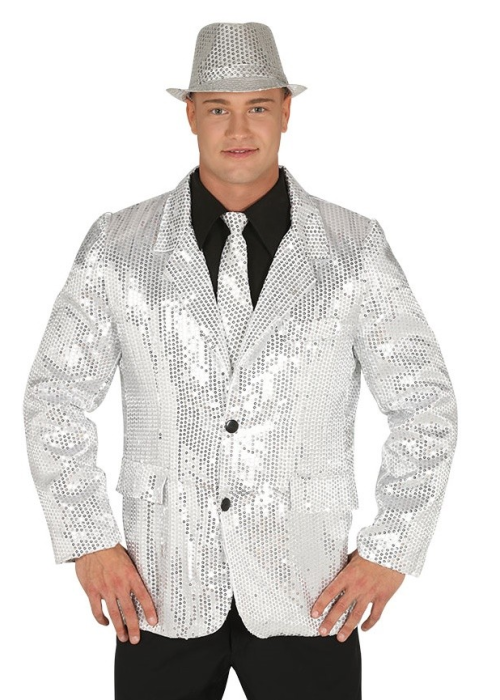 Chaqueta Lentejuelas Plata - Disfraces Navideños para Hombres