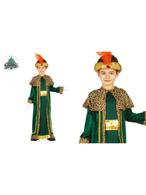 Disfraz de Rey Mago Verde Oro Infantil - Disfraces Navideños para Niños