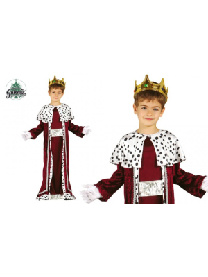 Disfraz de Rey Mago Granate Plata Infantil - Disfraces Navideños para Niños