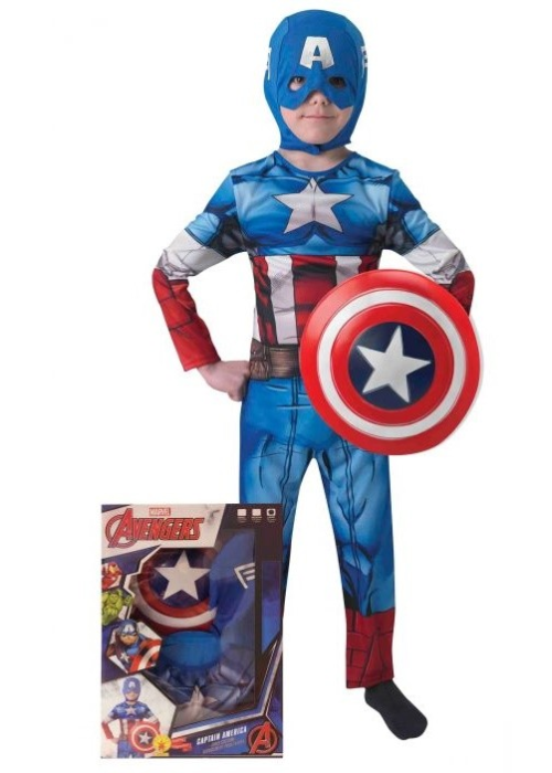 Disfraz de Capitan America y Escudo en Caja Infantil - Capitan America