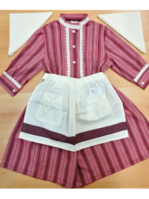 Comprar Conjunto Casera Rayas Finas Granates - Trajes Neska - Baserritarra Niña