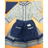 Conjunto Casera Flores y Rayas Azul - Trajes Neska - Baserritarra Niña