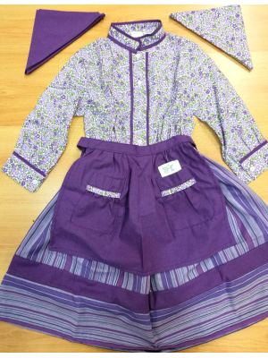 Conjunto Casera Flores y Rayas Morado - Trajes Neska - Baserritarra Niña