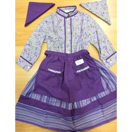 Conjunto Casera Flores y Rayas Morado - Trajes Neska - Baserritarra Niña