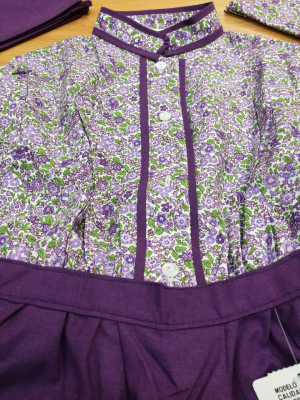 Conjunto Casera Flores y Rayas Morado - Trajes Neska - Baserritarra Niña