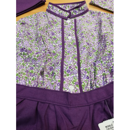 Conjunto Casera Flores y Rayas Morado - Trajes Neska - Baserritarra Niña