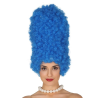 Peluca Rizos Azul Moño 40cm - Dibujos Amarillos