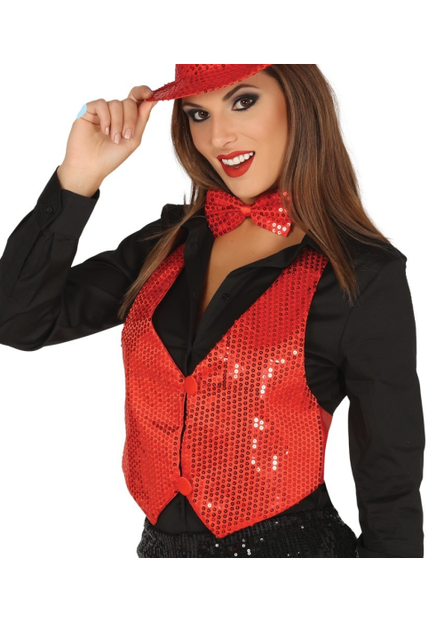 Chaleco Lentejuelas Rojo Mujer - Corpiños y Chalecos