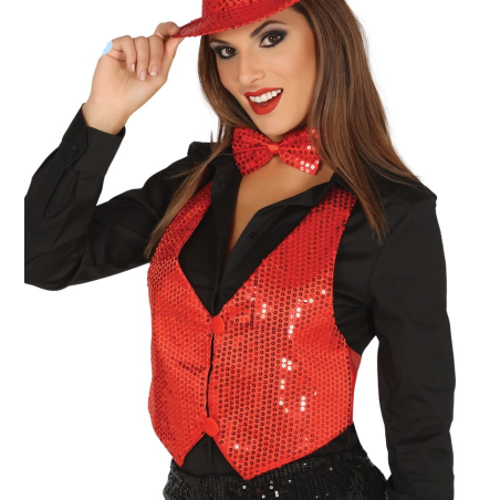 Chaleco Lentejuelas Rojo Mujer - Corpiños y Chalecos