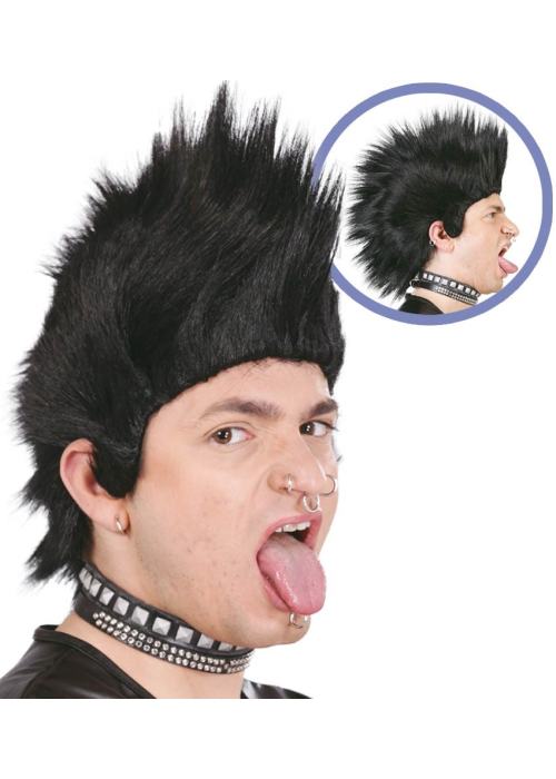 Perruca Punk Negre amb Cresta
