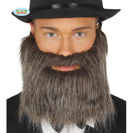 Barba y Bigote Gris con Goma - Barbas y Bigotes