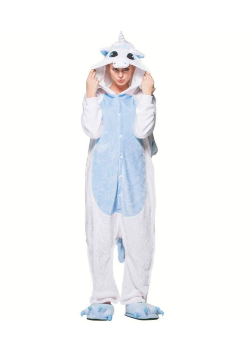 Disfraz de Unicornio Pijama Peluche Azul - Disfraces de Animales Adultos