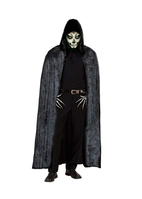 Capa Negra Capucha y Terciopelo 140cm - Capas