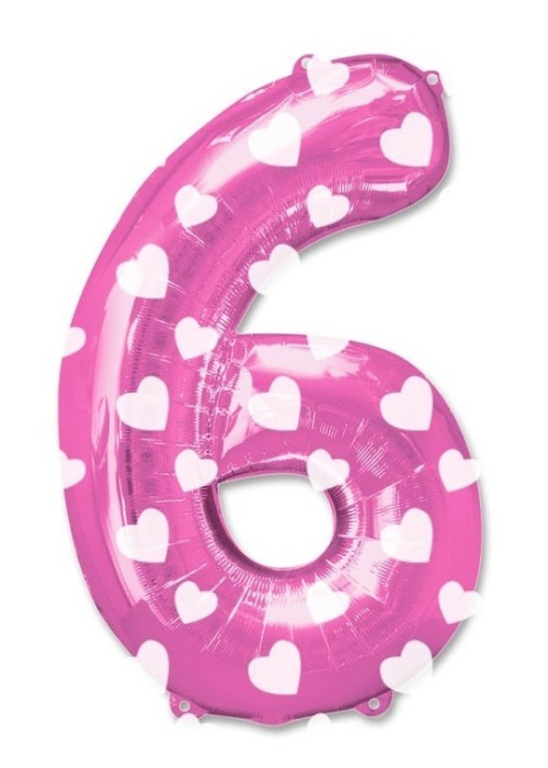Balão Rosa Numero 6 de Foil