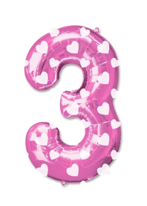 Globo Rosa Numero 3 de Foil - Globos