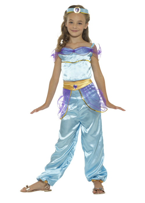 Disfraz de princesa árabe para niñas, disfraz de Halloween, talla L, Azul