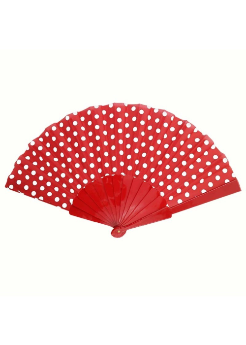 Abanico Rojo y Blanco - Abanicos y Castañuelas Flamencos