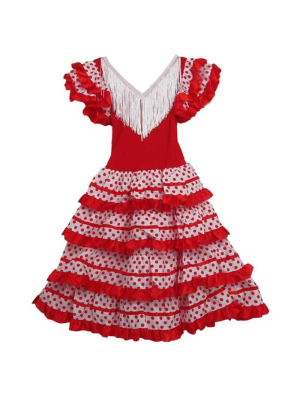 Disfraz De Sevillana Blanco Y Rojo