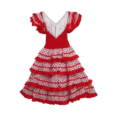 Comprar Disfraz de Sevillana Blanco y rojo Infantil por solo 12.00€ – Tienda de disfraces online