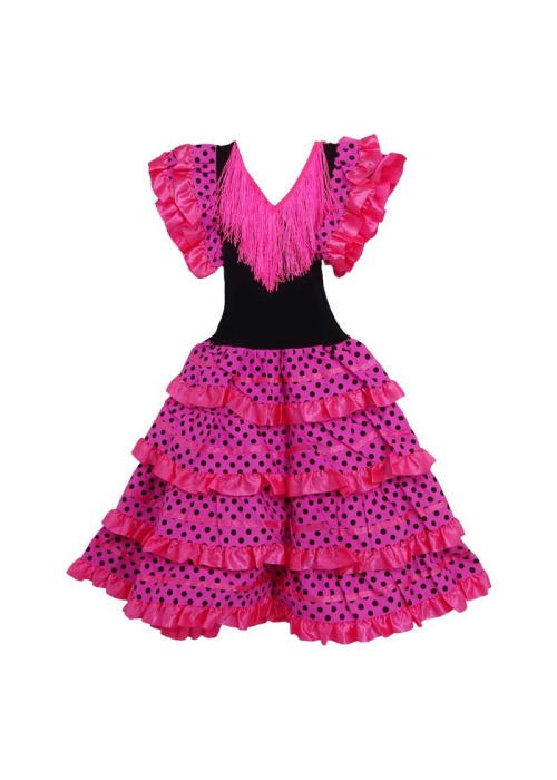 Disfraz de Sevillana Rosa y Negro Niña - Disfraces de Sevillana para Niña