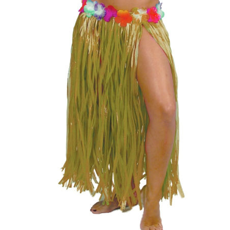 Falda Hawaiana con Flores de 75cm Amarilla - Complementos de Hawaianos