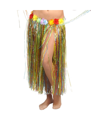 Falda Hawaiana con Flores de 75cm Multicolor - Hawaianos