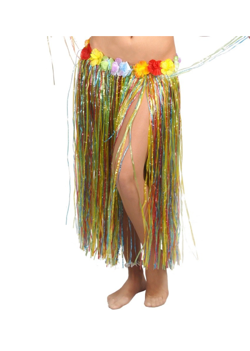 Falda Hawaiana con Flores de 75cm Multicolor - Hawaianos