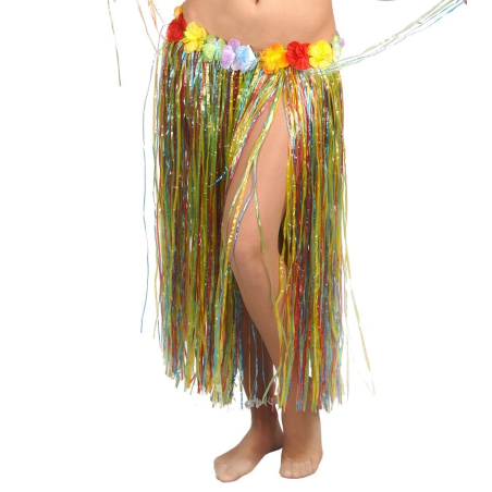 Falda Hawaiana con Flores de 75cm Multicolor - Hawaianos
