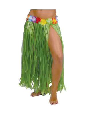 Falda Hawaiana con Flores de 75cm Verde - Hawaianos