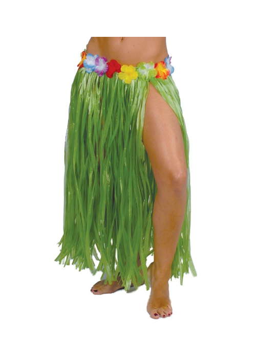 Saia Havaiana com Flores de 75cm Amarela