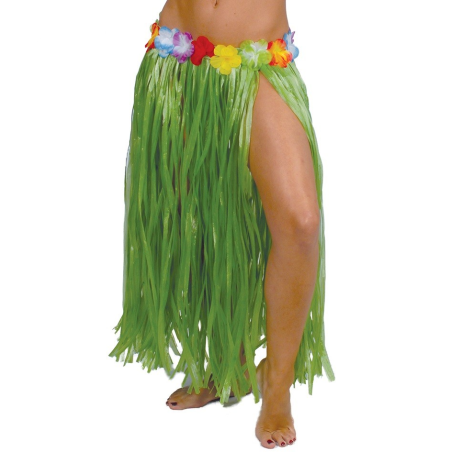 Falda Hawaiana con Flores de 75cm Verde - Hawaianos