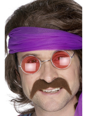 Bigote Hippie Marron - Barbas y Bigotes