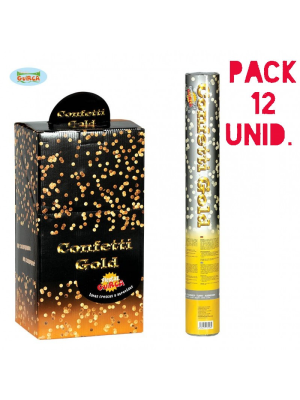 Pack 12 cañones de confettis oro - Confetti y Serpentinas