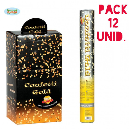 Pack 12 cañones de confettis oro - Confetti y Serpentinas