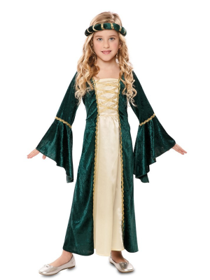 Disfraz de Dama Medieval Verde Infantil - Disfraces de Medievales y Guerreros