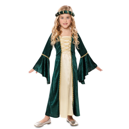 Disfraz de Dama Medieval Verde Infantil - Disfraces de Medievales y Guerreros