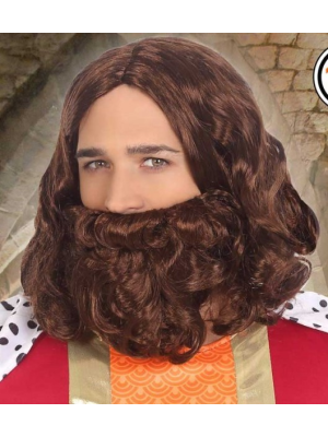 Peruca e Barba de Rei Mago Cinzento