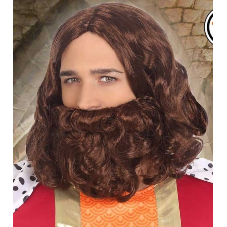 Peluca y Barba de Rey Mago Castaña - Epoca Medieval