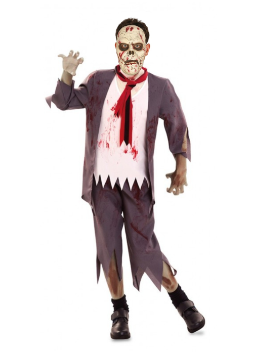 Disfraz de Zombie Estudiante con mascara - HALLOWEEN
