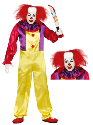 Disfraz de Payaso Asesino con peluca - Disfraces Halloween Hombre