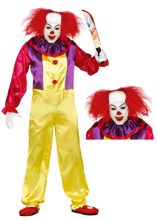 Disfraz de Payaso Asesino con peluca - Disfraces Halloween Hombre