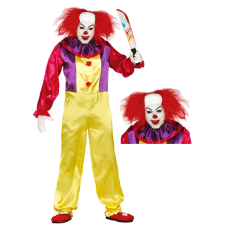 Disfraz de Payaso Asesino con peluca - Disfraces Halloween Hombre