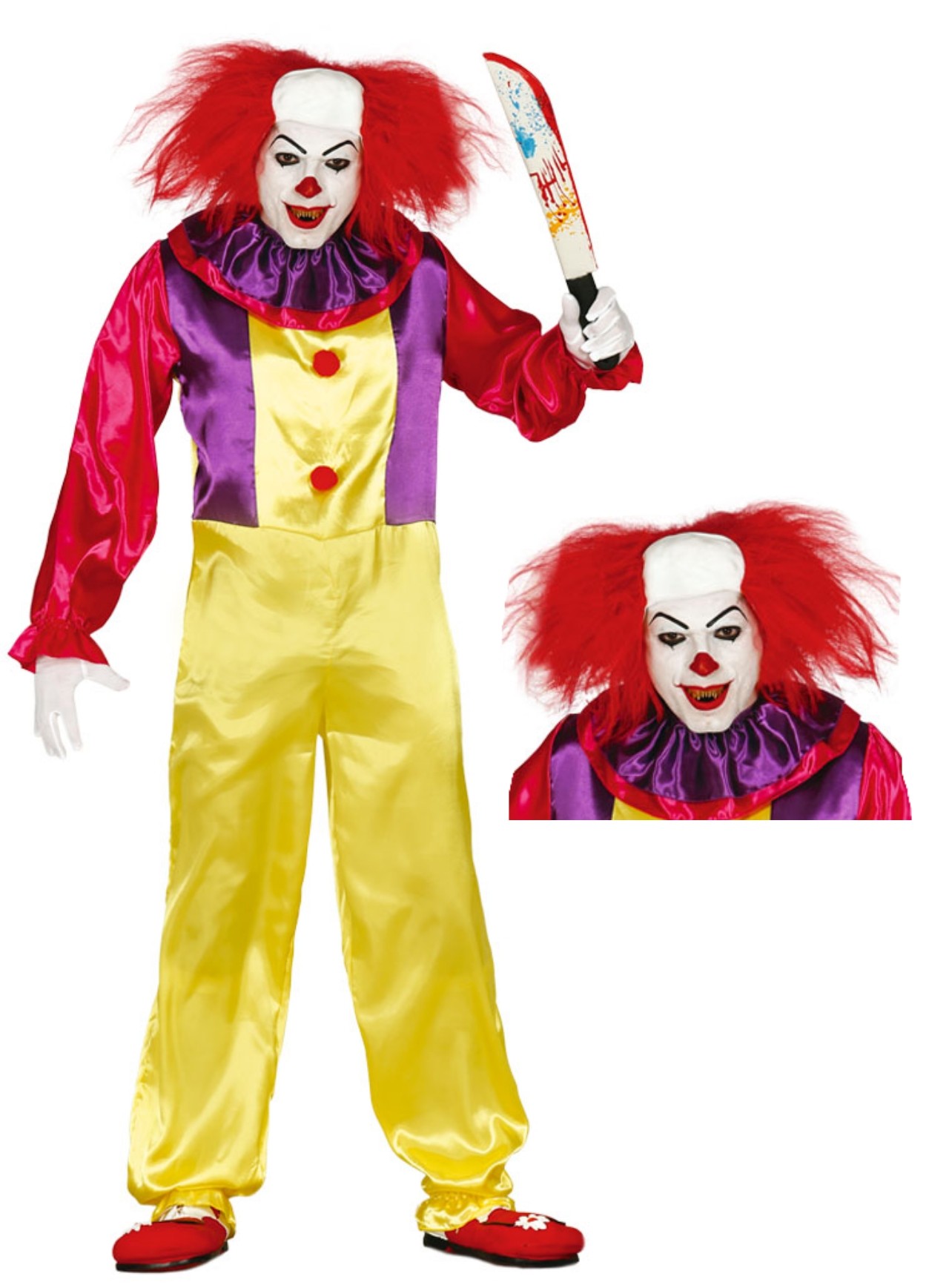 Disfraz De Pennywise Para Hombre – Payaso Asesino De IT, Traje Oficial Con Mono, Gorguera Y Guantes, Talla M