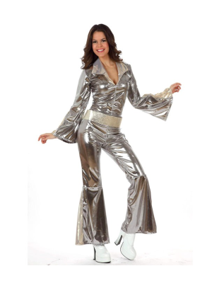 Disfraz de Disco Buzo Plata Chica - Disfraces de Disco para Mujer