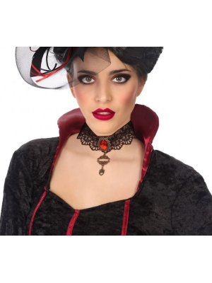 Tour de cou collier avec une Pierre Rouge