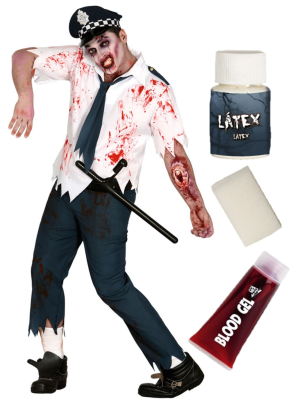 Disfraz de Policia zombie con set caracterizacion - Disfraces de Hombre