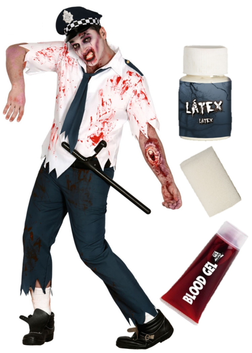 Disfraz de Policia zombie con set caracterizacion - Disfraces de Hombre