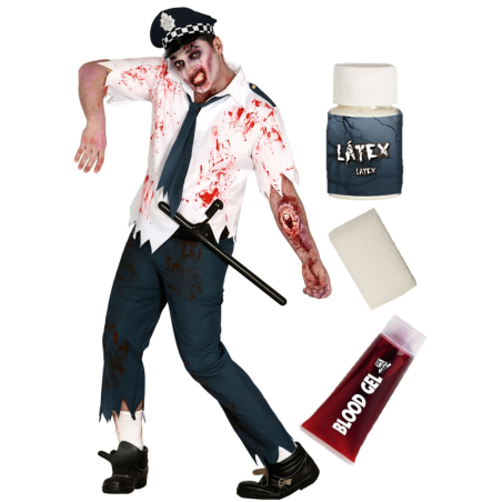 Disfraz de Policia zombie con set caracterizacion - Disfraces de Hombre