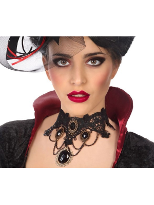 Choker necklace with black stones